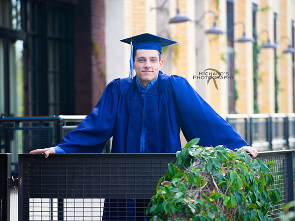 cap and gown photography boy student san antonio high school